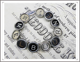 Typewriter key bracelet, 12 keys