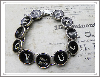 Typewriter key bracelet, 12 keys