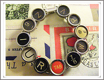 Typewriter key bracelet, 12 keys