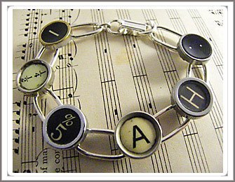 Typewriter key bracelet, 12 keys