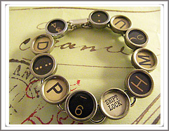 Typewriter key bracelet, 12 keys