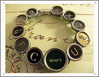 Typewriter key bracelet, 12 keys