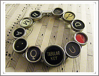 Typewriter key bracelet, 12 keys