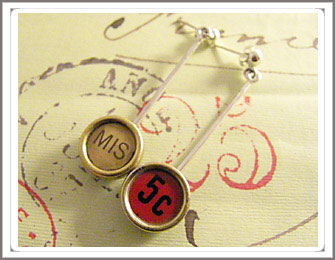 Typewriter key earrings