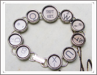 Typewriter key bracelet, 12 keys